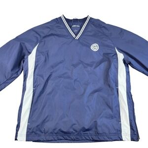 Chicago Cubs Jacket Mens Large Blue MLB Baseball Sport-Tek Pullover Windbreaker